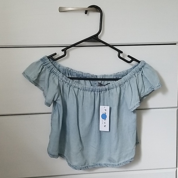PACSUN Chambray Crop Top - Picture 1 of 3
